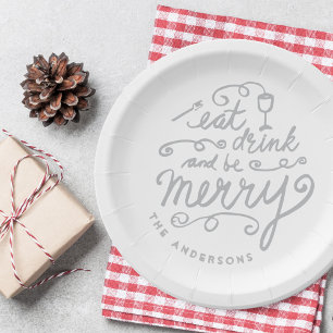 Eat Drink and be Merry Christmas Party Paper Plate