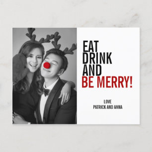 Eat Drink and Be Merry Christmas Photo Postcard