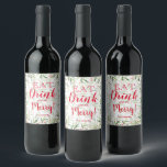 Eat Drink and Be Merry Christmas Wine Label<br><div class="desc">Make your own wine bottle labels for holiday gifts or favours with these personalised labels featuring simple,  elegant holly and berries with Eat,  Drink and Be Merry in chic lettering. MATCHING items in our store.</div>