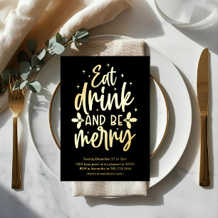 Eat Drink and Be Merry Gold Foil Christmas Party