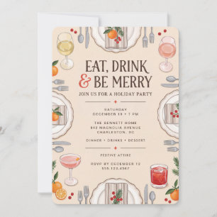 Eat Drink and Be Merry Holiday Dinner Invitation