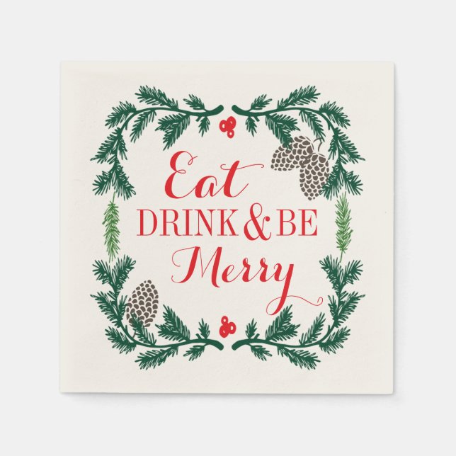 Eat Drink and Be Merry Holiday Paper Napkins (Front)