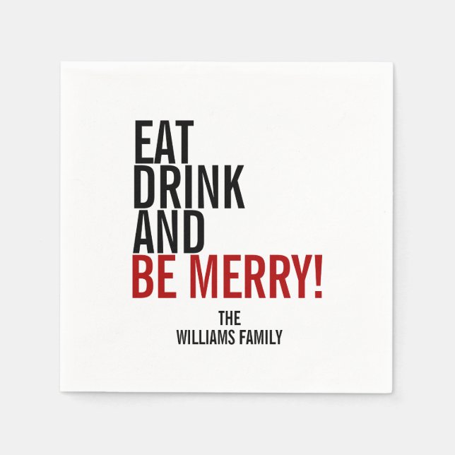 Eat Drink and Be Merry Holiday Paper Napkins (Front)