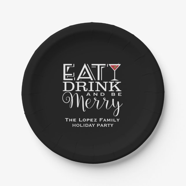 Eat Drink and Be Merry, Holiday Paper Plate (Front)