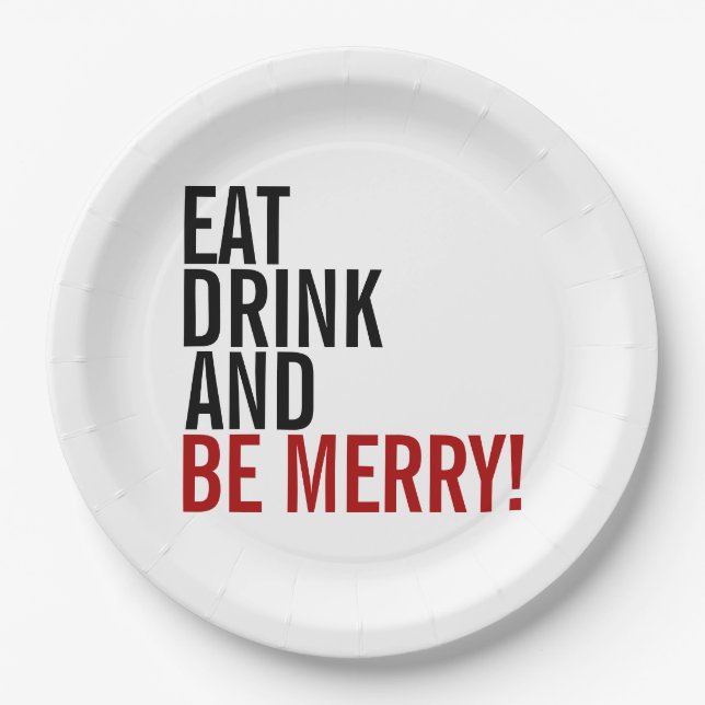 Eat Drink And Be Merry Holiday Paper Plates (Front)