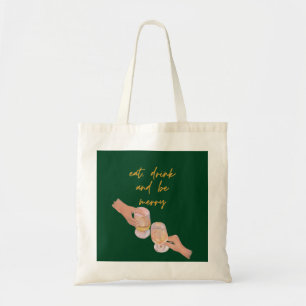 Eat, Drink and be Merry, Merry, Christmas, Retro Tote Bag