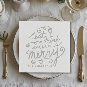 Eat Drink and be Merry Personalised Christmas Napkin
