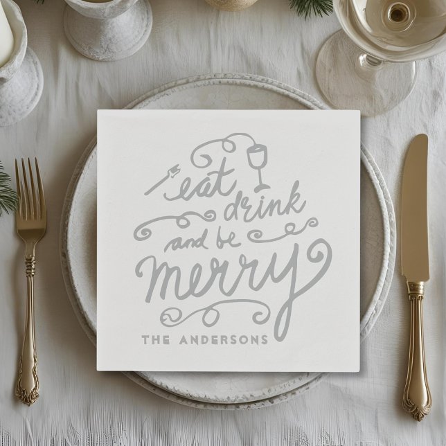 Eat Drink and be Merry Personalised Christmas Napkin (Creator Uploaded)