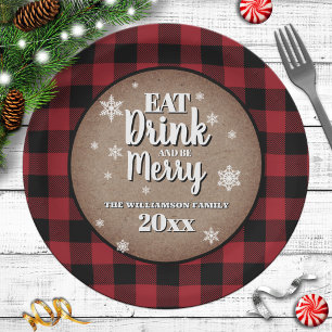 Eat Drink and be Merry Personalized Christmas Paper Plate