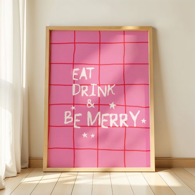 Eat Drink and Be Merry Pink Christmas Wall Art (Creator Uploaded)