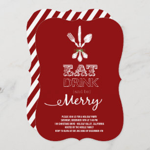 Eat Drink and Be Merry Rustic Holiday Party Invite