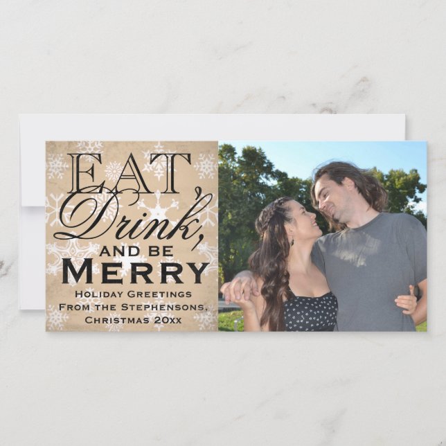 Eat, Drink, and Be Merry Snowflake Holiday (Front)