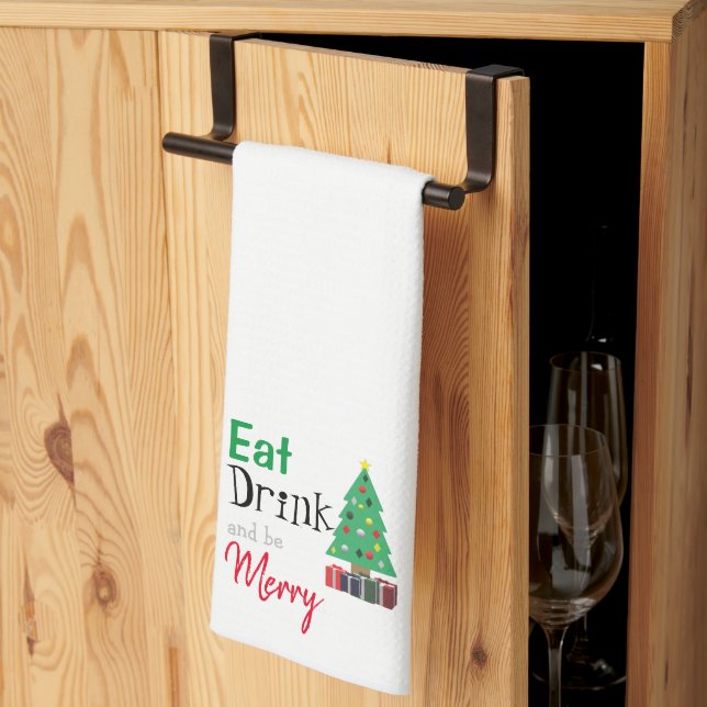 Eat, Drink, and be Merry Tea Towel (Thirds Fold)