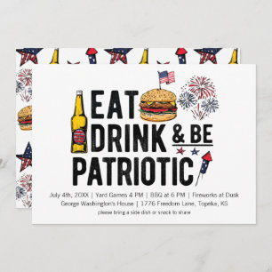 Eat, Drink and be Patriotic 4th of July Invitation