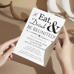 Eat Drink And Be Reunited Retro Class Reunion Invitation