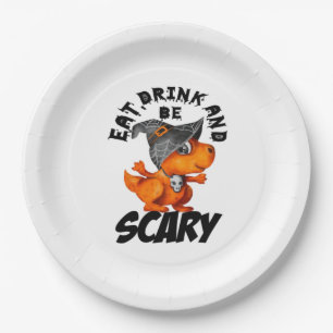 Eat Drink And Be Scared Funny Quote Paper Plate