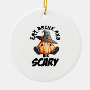 Eat Drink And Be Scared Retro Cool Ceramic Tree Decoration