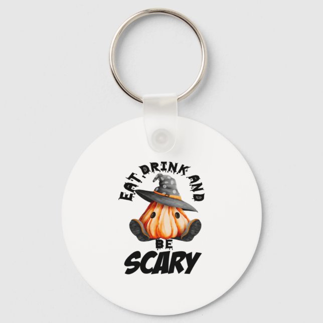 Eat Drink And Be Scared Retro Cool Key Ring (Front)