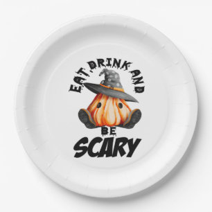 Eat Drink And Be Scared Retro Cool Paper Plate