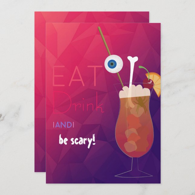 Eat, Drink and be Scary Adult Halloween Party Invitation (Front/Back)
