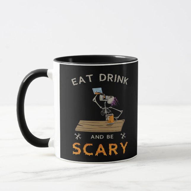 Eat Drink And Be Scary Aesthetic Graphic Mug (Left)