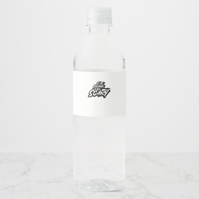 Eat Drink And Be Scary Basic Clean Water Bottle Label (Front)