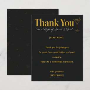 Eat Drink and Be Scary Black Gold Thank You Card