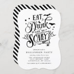 Eat Drink And Be Scary Black Stripes Halloween Invitation<br><div class="desc">Eat Drink And Be Scary Black Stripes Halloween Party Invitation. Personalise this custom holiday design with your own party details. Perfect for a family Halloween  dinner or for a Corporate holiday party!</div>