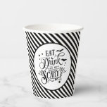 Eat Drink And Be Scary Black Stripes Halloween Paper Cups<br><div class="desc">Eat Drink And Be Scary Black and White Stripes Halloween Paper Cups</div>