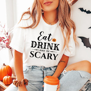 Eat Drink and Be Scary Black Womens Halloween Tri-Blend Shirt