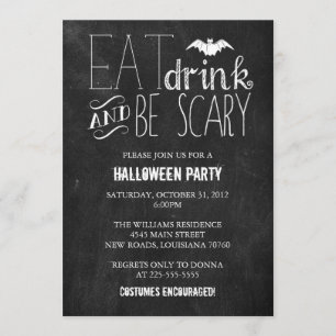 Eat Drink and Be Scary Chalkboard Invitation