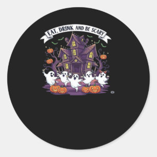 Eat Drink And Be Scary Classic Funny Retro Classic Round Sticker
