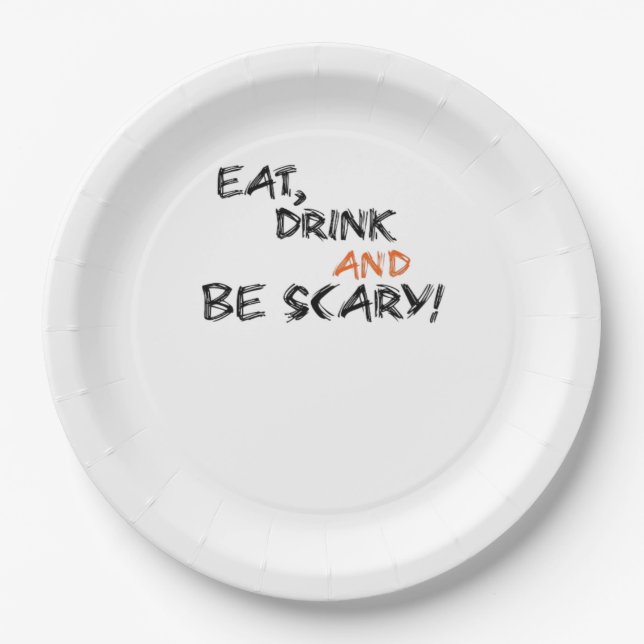 Eat Drink And Be Scary Classic Retro Paper Plate (Front)