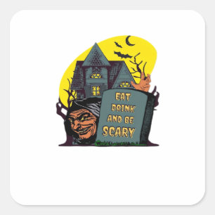 Eat Drink And Be Scary Classic Simple Square Sticker