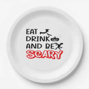 Eat Drink And Be Scary Design Retro Classic Paper Plate
