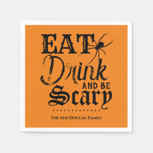 Eat Drink and be Scary Family Halloween Party Napkin