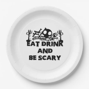 Eat Drink And Be Scary Funny Design Creative Graph Paper Plate