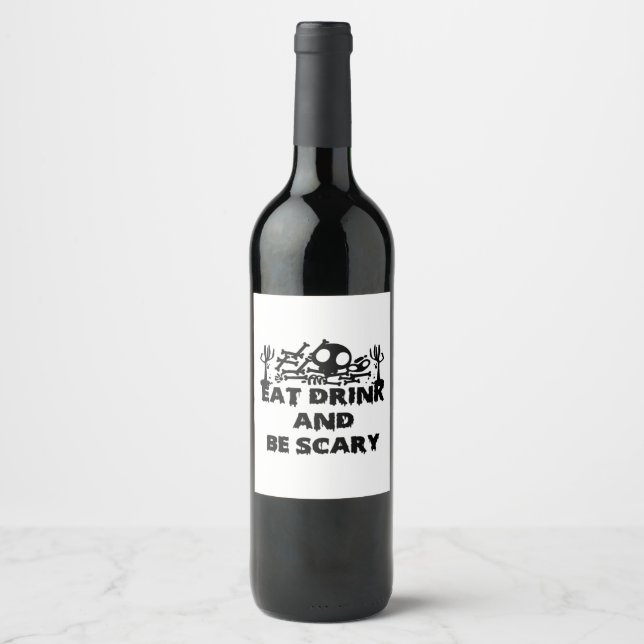Eat Drink And Be Scary Funny Design Creative Graph Wine Label (Front)