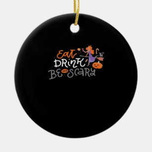 Eat Drink And Be Scary Funny Halloween Ceramic Tree Decoration