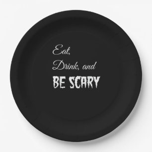 Eat Drink And Be Scary Funny Halloween Retro Style Paper Plate