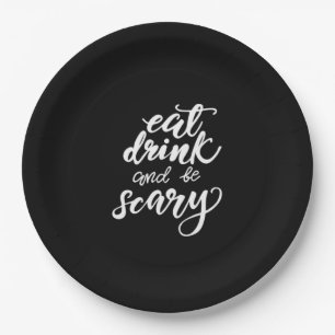 Eat Drink And Be Scary Funny Halloween Vintage Sty Paper Plate
