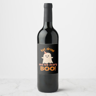 Eat Drink And Be Scary Funny Spooky Gifts For Clas Wine Label