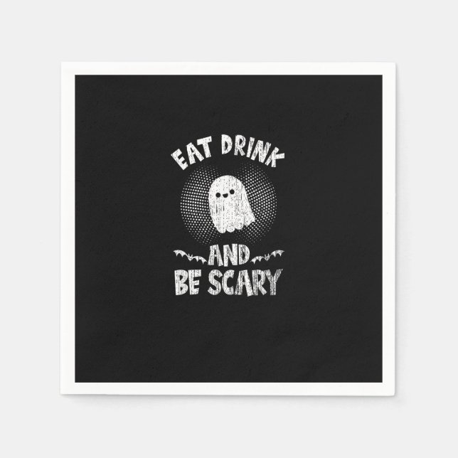 Eat Drink And Be Scary Ghost For A Boo Fan Napkin (Front)