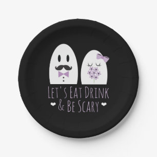 Eat Drink and Be Scary Ghost Wedding Paper Plate