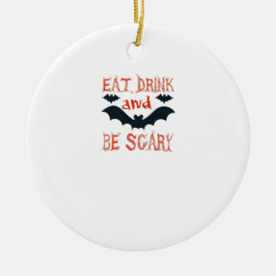 Eat Drink And Be Scary Halloween Bats Party Hallow Ceramic Tree Decoration