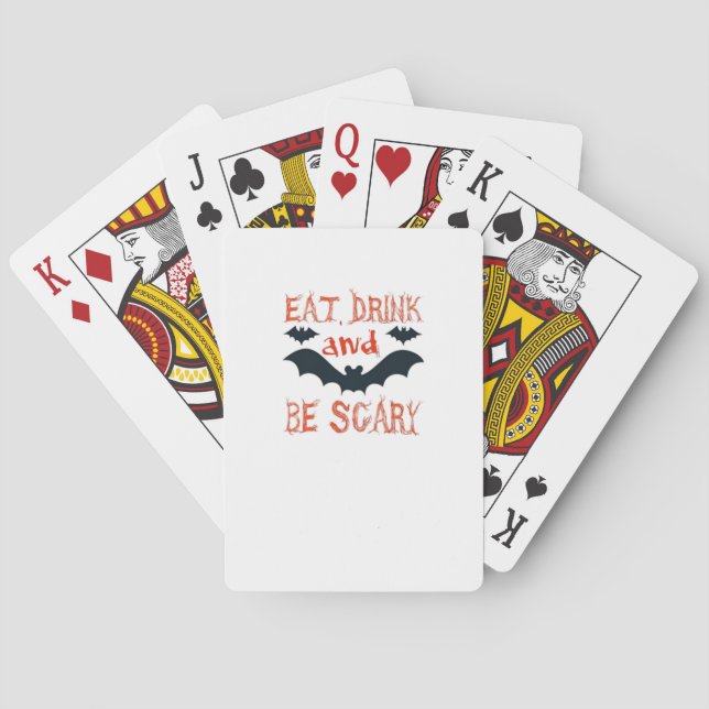 Eat Drink And Be Scary Halloween Bats Party Hallow Playing Cards (Back)