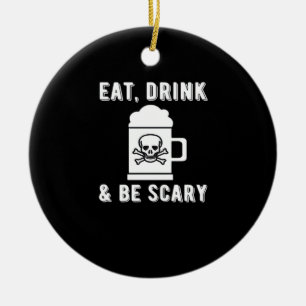 Eat Drink And Be Scary Halloween Beer Vintage Ceramic Tree Decoration