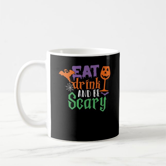 Eat Drink And Be Scary Halloween Classic Funny Tre Coffee Mug (Left)