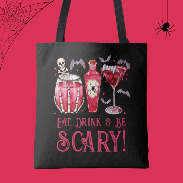 Eat, Drink and Be Scary Halloween Cocktails Tote Bag (Eat, Drink and Be Scary Halloween Cocktails Tote Bag)