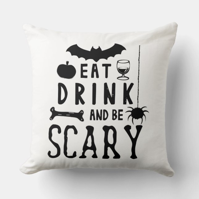 eat drink and be scary halloween cushion (Front)